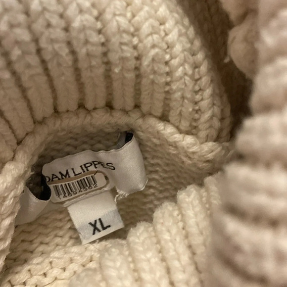 Adam Lippes Puff Sleeve Marled Ribbed Sweater XL Rich Cream Organic Cotton Wool - Picture 5 of 5